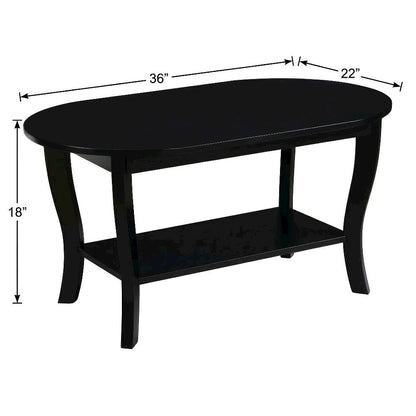 Oval Coffee Table Classic Design with Shelf and Durable Construction