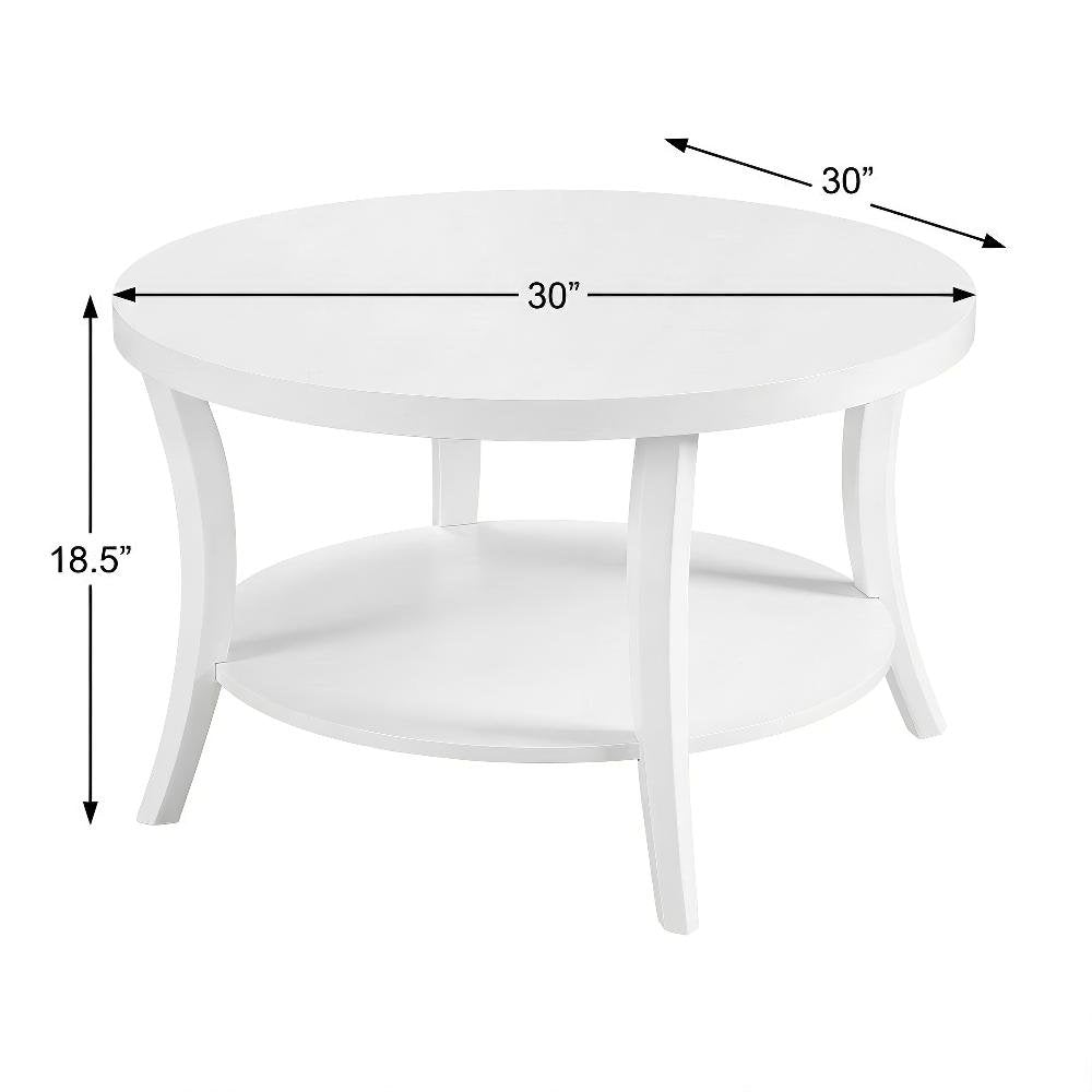 Round Coffee Table with Shelf Classic Design and Sturdy Construction