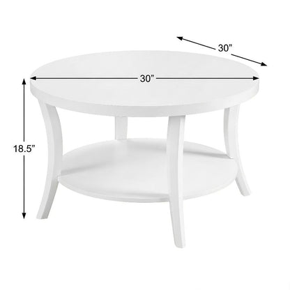 Round Coffee Table with Shelf Classic Design and Sturdy Construction