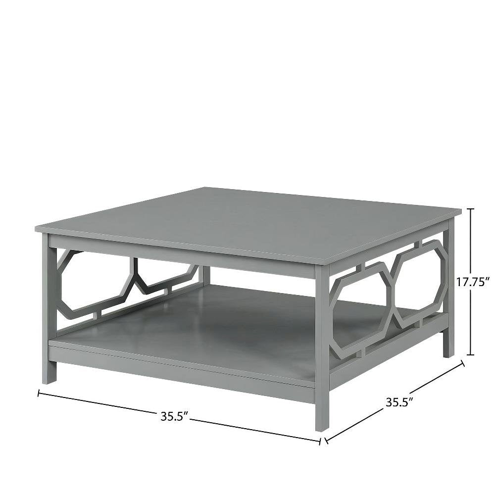 Gray MDF Coffee Table with Square Top and Sturdy Frame for Living Room