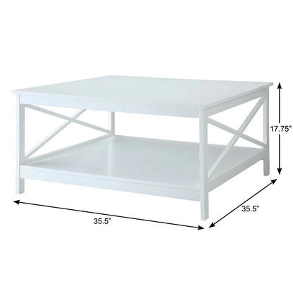 White MDF Square Coffee Table with Sturdy Construction and Modern Design