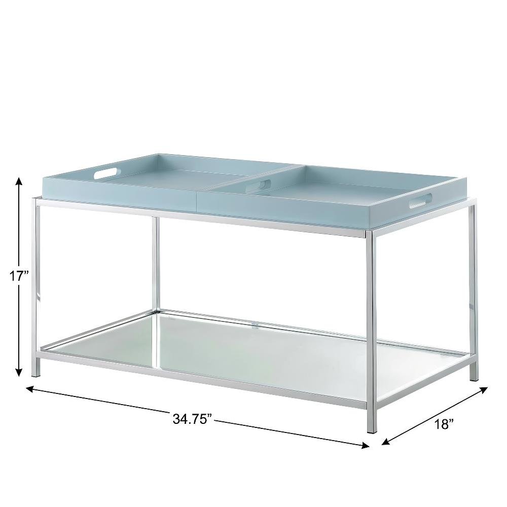 Sea Foam Coffee Table with Chrome Frame and Modern Style Accent