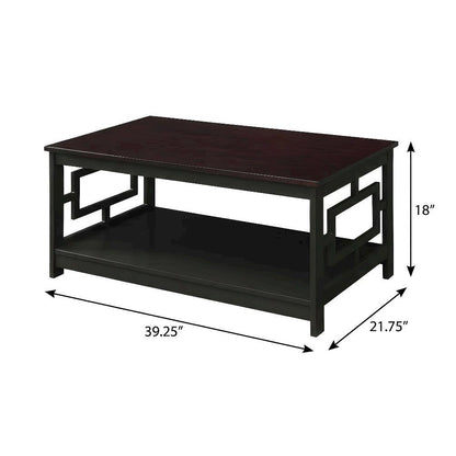 Espresso MDF Coffee Table with Shelf and Storage Space, Multi-Finish Options