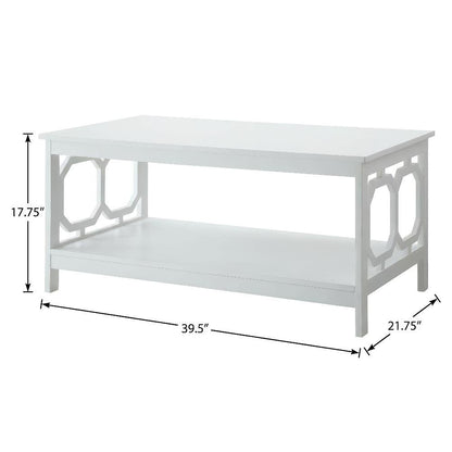 White Coffee Table with Shelf Contemporary MDF Storage Design