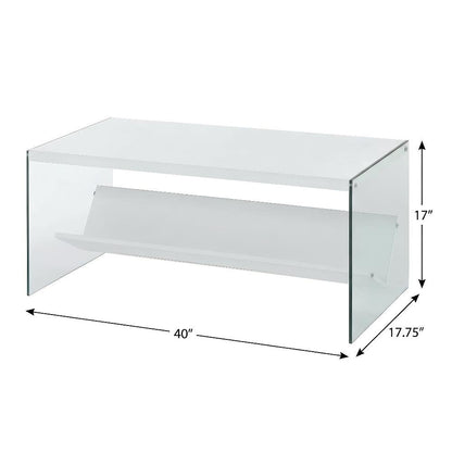 Glass Coffee Table with Shelf Contemporary Design and Sturdy Construction SKU