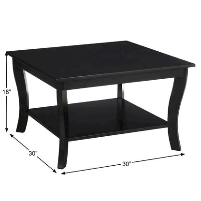 Black Square Coffee Table with MDF Top and Sturdy Frame for Living Room