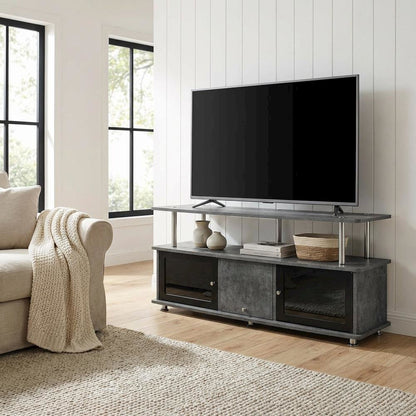 Gray TV Stand with 3 Storage Cabinets and Shelf for Up to 55-Inch TVs