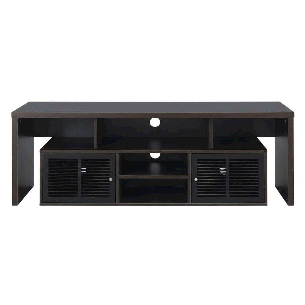 Espresso TV Stand with Bamboo Door and Melamine Veneer Finish for Flat Screens