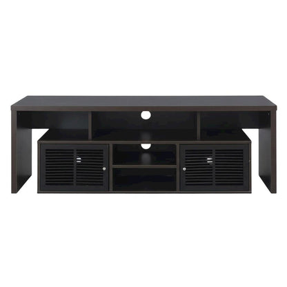 Espresso TV Stand with Bamboo Door and Melamine Veneer Finish for Flat Screens