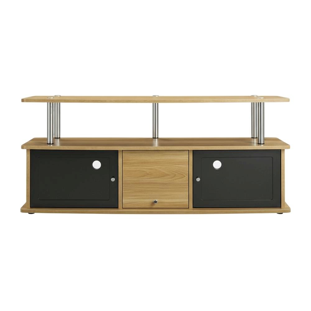 Modern Brown TV Stand with 3 Storage Cabinets and Shelf for 55-Inch TVs