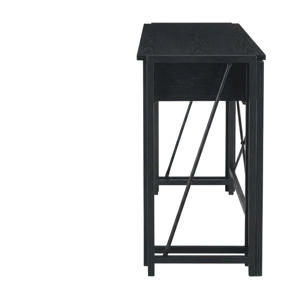 Black Folding 4 Tier Bookshelf with Particle Board and Melamine Finish