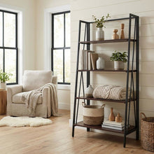 Espresso Folding 4-Tier Bookshelf with Durable Particle Board Construction