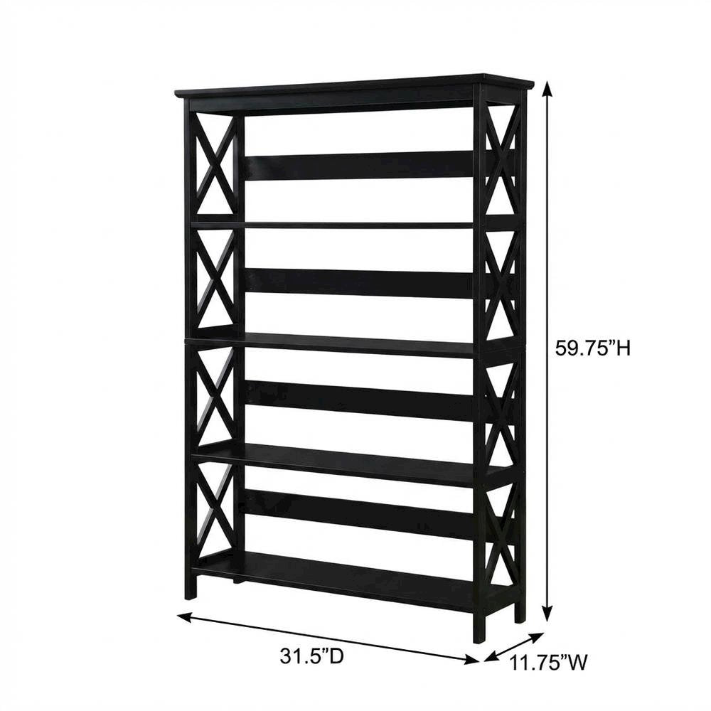 Wooden 5-Tier Bookcase with Durable Non-Lead Base Paint for Home Storage
