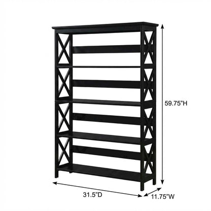 Wooden 5-Tier Bookcase with Durable Non-Lead Base Paint for Home Storage