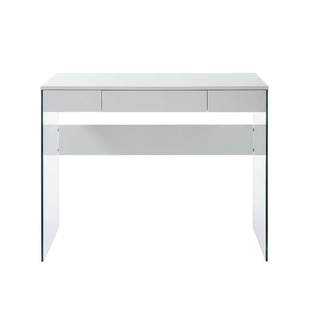 White Glass-Top Desk With Modern Contemporary Style