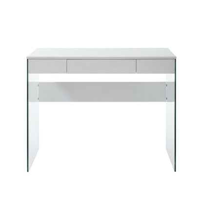 White Glass-Top Desk With Modern Contemporary Style