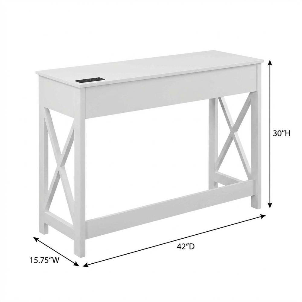 White Office Desk With Charging Station And Mdf Surface For Workspace