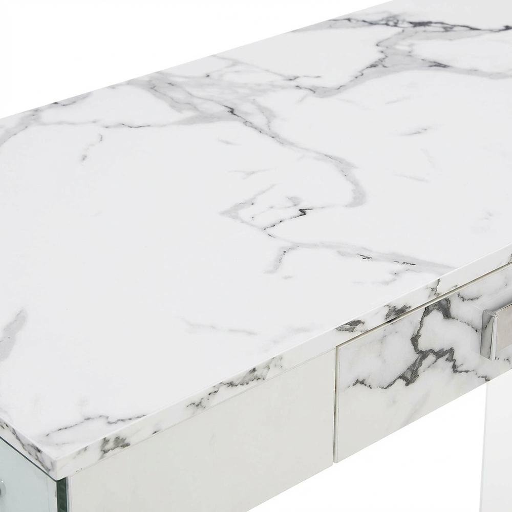White Marble And Glass Office Desk With Modern Contemporary Style