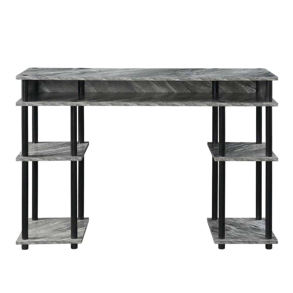 Wooden Student Desk, Shelves, Melamine Finish, Sturdy Stainless Steel Frame