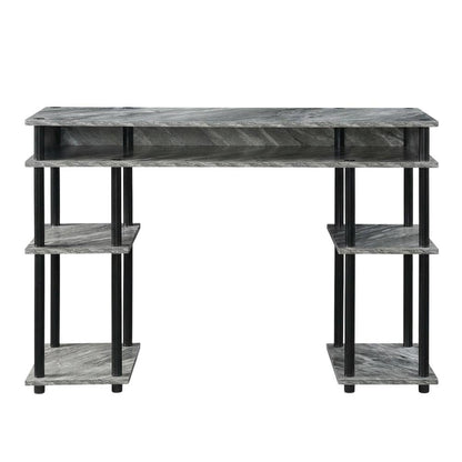 Wooden Student Desk, Shelves, Melamine Finish, Sturdy Stainless Steel Frame