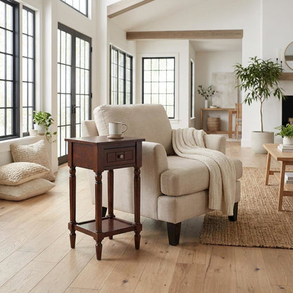 Espresso Accent Table with One Drawer and Shelf for Living Room or Bedroom