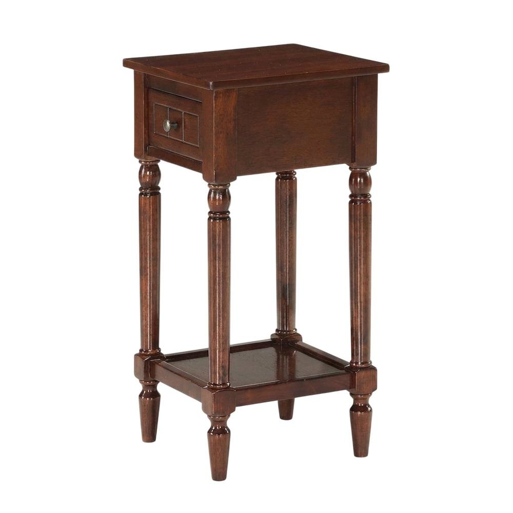 Espresso Accent Table with One Drawer and Shelf for Living Room or Bedroom