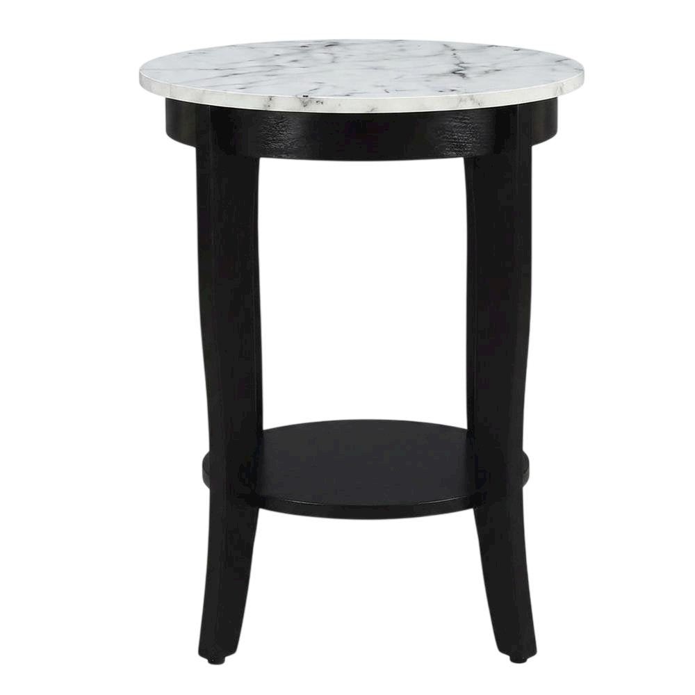 Round End Table with Solid Wood Top and Modern Design