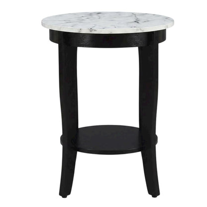 Round End Table with Solid Wood Top and Modern Design
