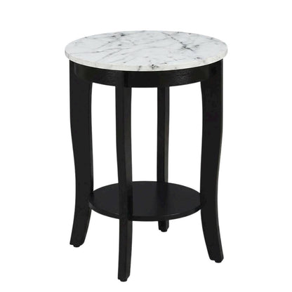 Round End Table with Solid Wood Top and Modern Design