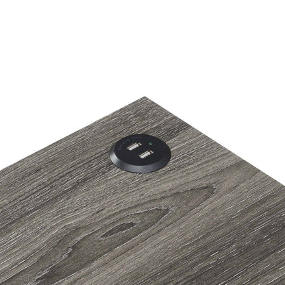 Tucson Starburst Chairside End Table with Charging Station and Shelf, Weathered Gray/Black