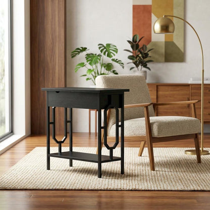 Flip Top End Table with Integrated Charging Station for Modern Living