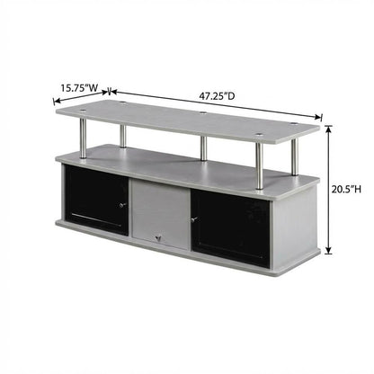 Gray TV Stand with 3 Cabinets and Shelf for 55-Inch TVs