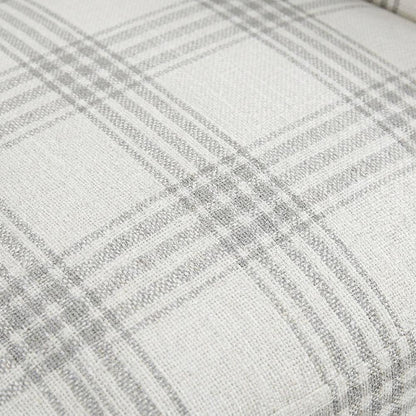Plaid Patterned Fabric Accent Chair with Ottoman for Living Room, Gray Plaid