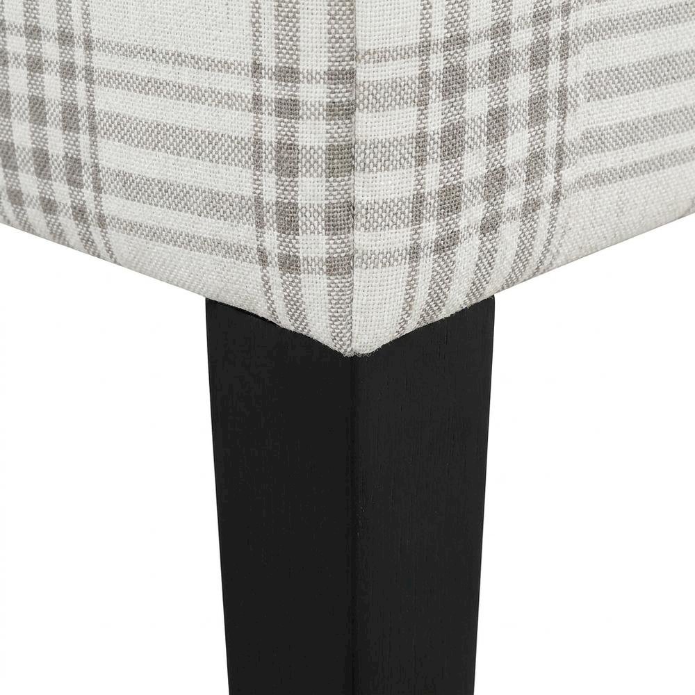 Plaid Patterned Fabric Accent Chair with Ottoman for Living Room, Gray Plaid