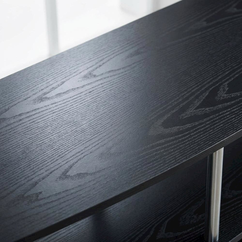 Black 3-Tier TV Stand with Particle Board and Metal Support
