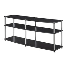 Espresso 3-Tier TV Stand, Particle Board, Steel Poles, 65-Inch Displays
