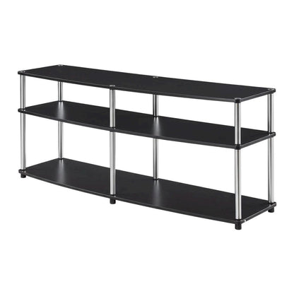Espresso 3-Tier TV Stand, Particle Board, Steel Poles, 65-Inch Displays