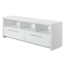 White TV Stand with Cabinets and Shelves for TVs up to 65 Inches