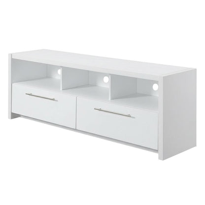 White TV Stand with Cabinets and Shelves for TVs up to 65 Inches