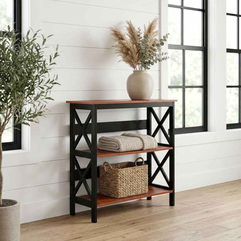 Wooden 3-Tier Bookcase with Non-Lead Base Paint for Home and Office Storage