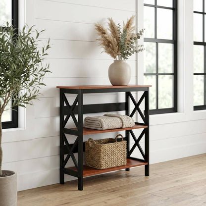 Wooden 3-Tier Bookcase with Non-Lead Base Paint for Home and Office Storage