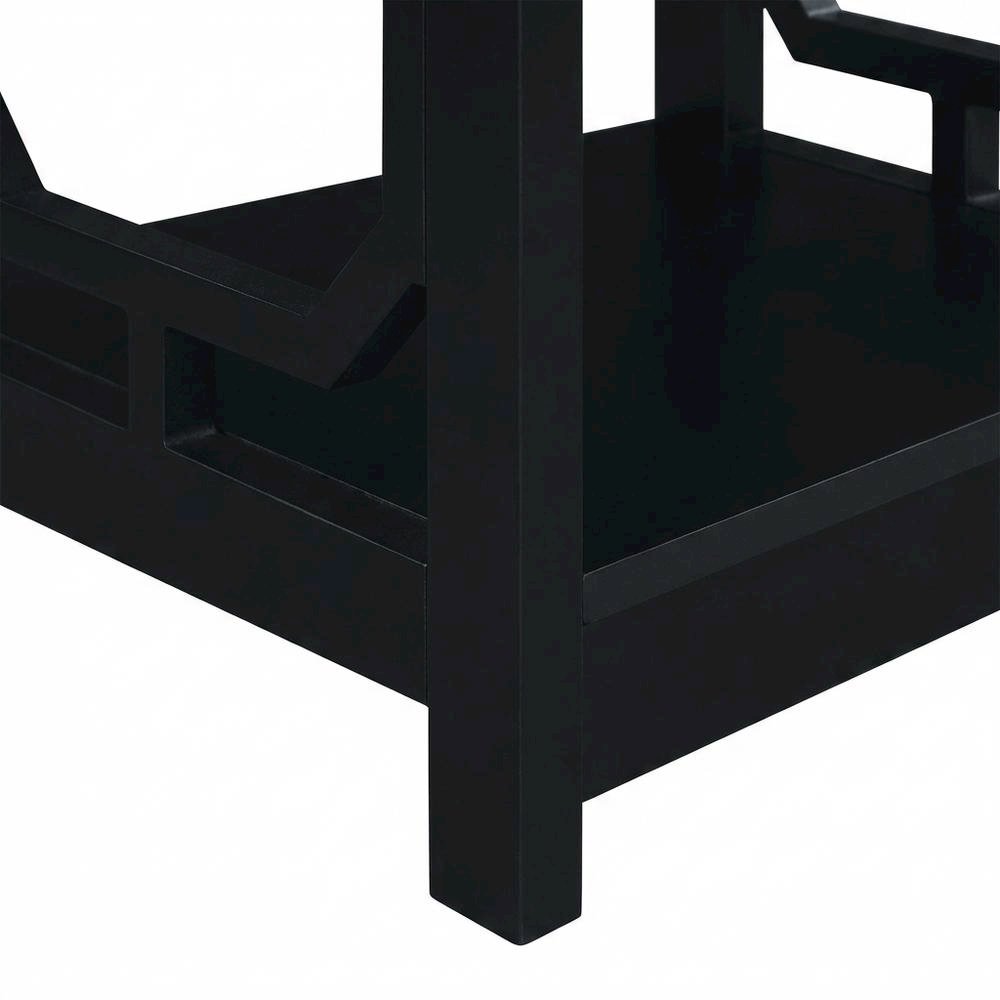 Black end table with single drawer for versatile living space use