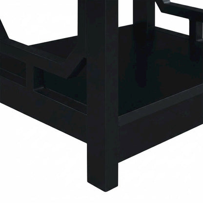Black end table with single drawer for versatile living space use