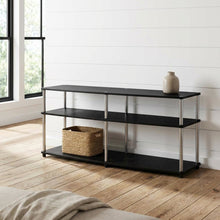 Espresso 3-Tier TV Stand, Particle Board, Steel Poles, 65-Inch Displays