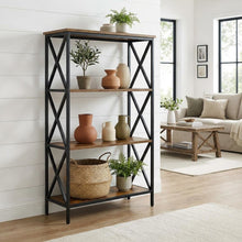 Powder Coated Metal 4-Tier Bookcase with Durable Finish for Home Office Storage