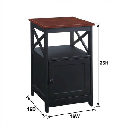 End Table with Cabinet in Classic Finish, Durable Wood Lens