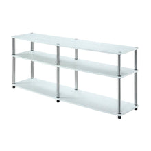 White 3-Tier TV Stand with Particle Board Construction and Stainless Steel Poles