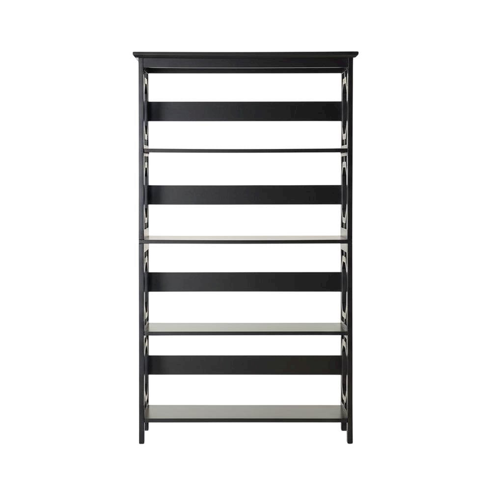 Wooden 5-Tier Bookcase with Sturdy Shelves and Non-Lead Paint Finish