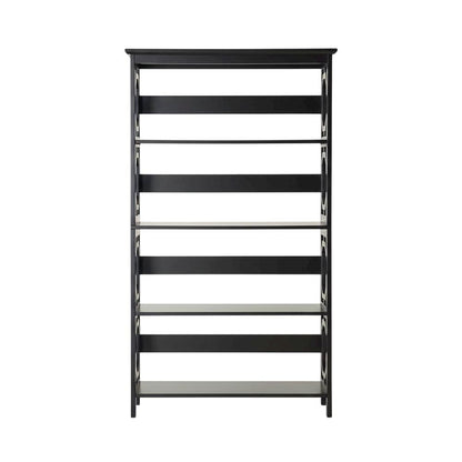 Wooden 5-Tier Bookcase with Sturdy Shelves and Non-Lead Paint Finish