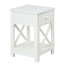 White 1-Drawer End Table with Modern Square Design